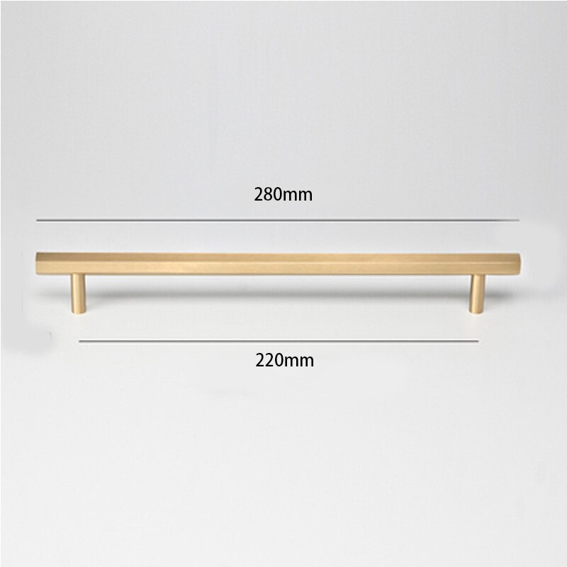 Qiansi nordiske møbelgreb knopper messing sekskantskabe og dørhåndtag t-stang metal sort garderobeskuffe trækker og knop: Længde 280 hul 220mm / Sort