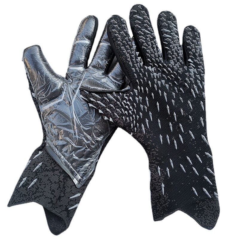 Latex Football Gloves Soccer Ball Without Finger Protection Gloves Goalkeeper Gloves: Style A Black / 6