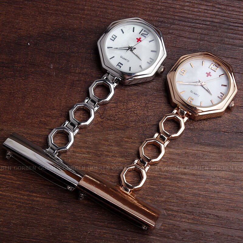 Paramedic Brooch Clip-on Rose Gold Silver Fob Nurse Pocket Watch Stainless Steel Nursing Clock For Doctors Medicals