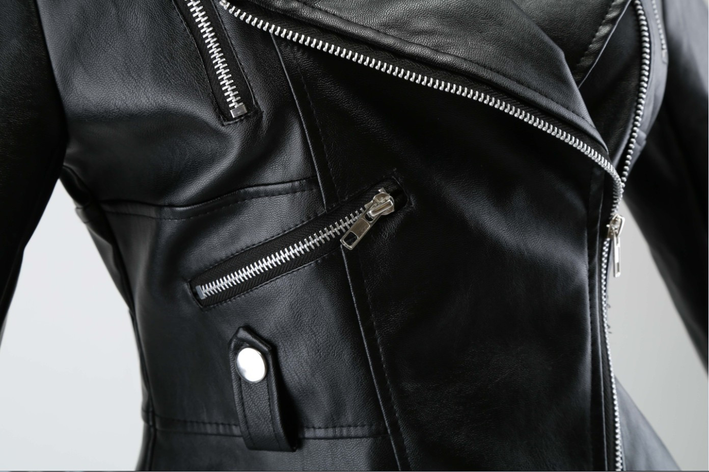 Damen PU Leder Langarm Jacke Mantel Frühling Herbst Damen Biker Zip Up Damen PU Leder Langarm Jacke Mantel Frühling Herbst Damen Biker Zip Up