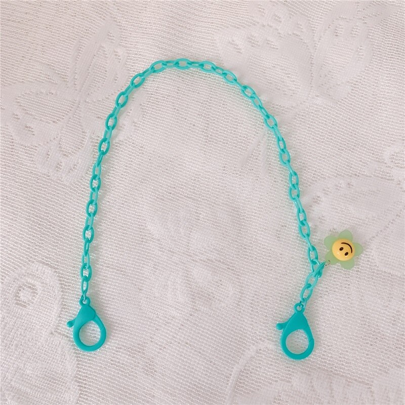 Cute Colorful Smily Anti-lost Face Cover Lanyard Adjustable Mask Chain for Women Neck Chain Glasses Strap Necklace Strap Holder: flower green