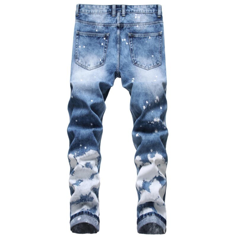 Einfache Männer Denim Jeans Lange vier Saison Gerade lässig Denim Hosen Plus Größe Licht Blau Cowboy Jeans Schnee waschen