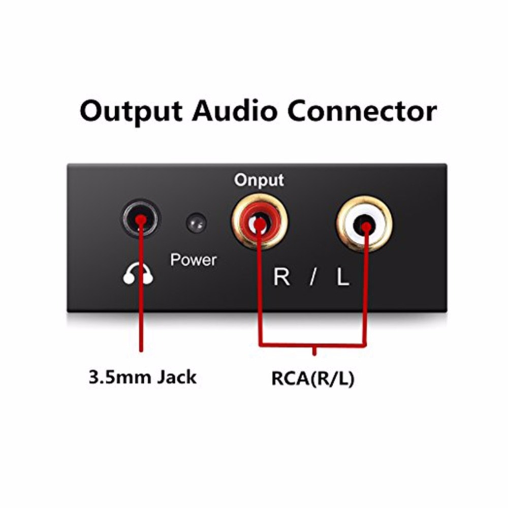 3.5MM Jack 2 * RCA Digitale Audio Analoog Converter Versterker Decoder Glasvezel Coaxiale Signaal naar Analoge Stereo audio Adapter