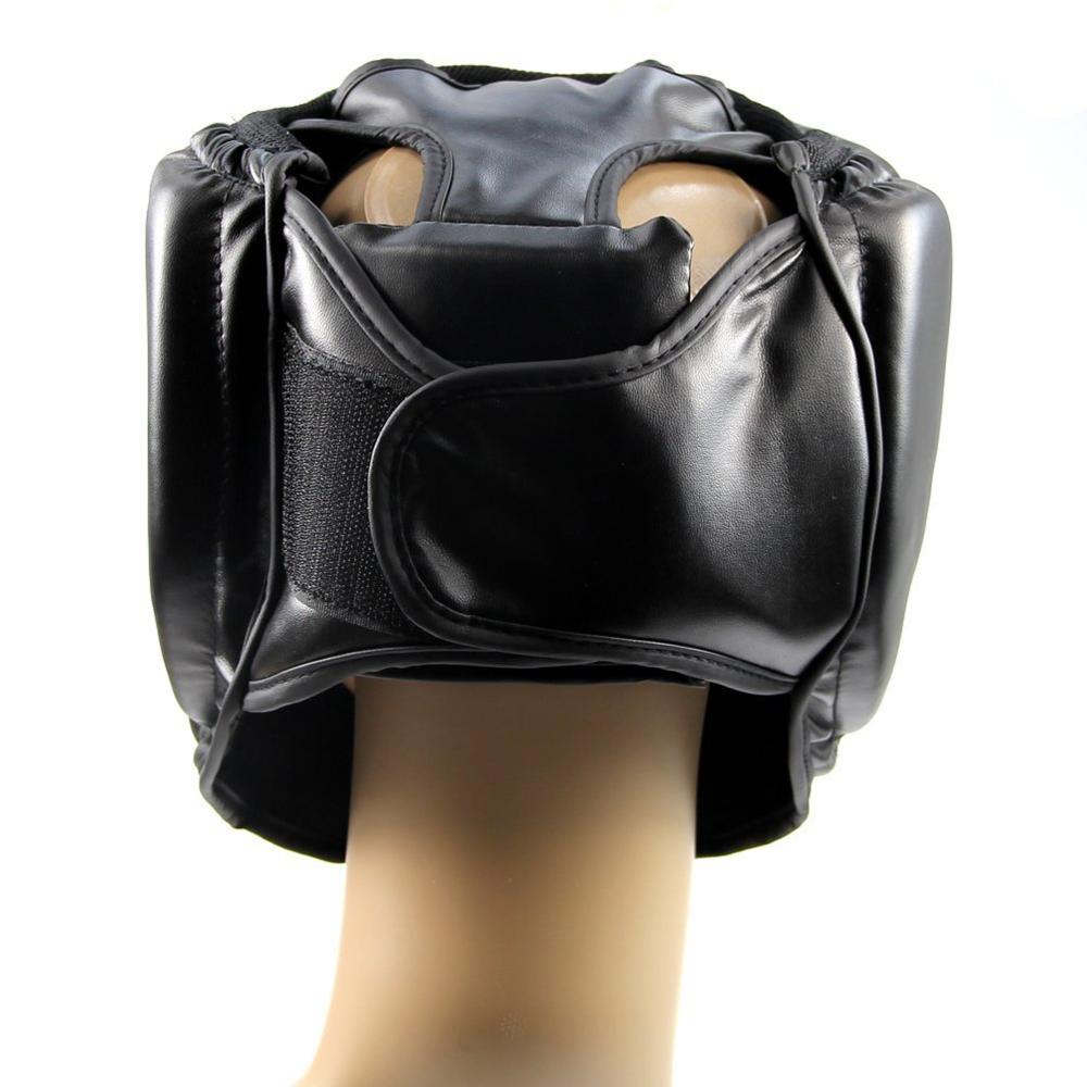Casco de entrenamiento protector de cabeza negro para casco de protección de Kick Boxing protección de cabeza de boxeo tipo cerrado/protección de cabeza
