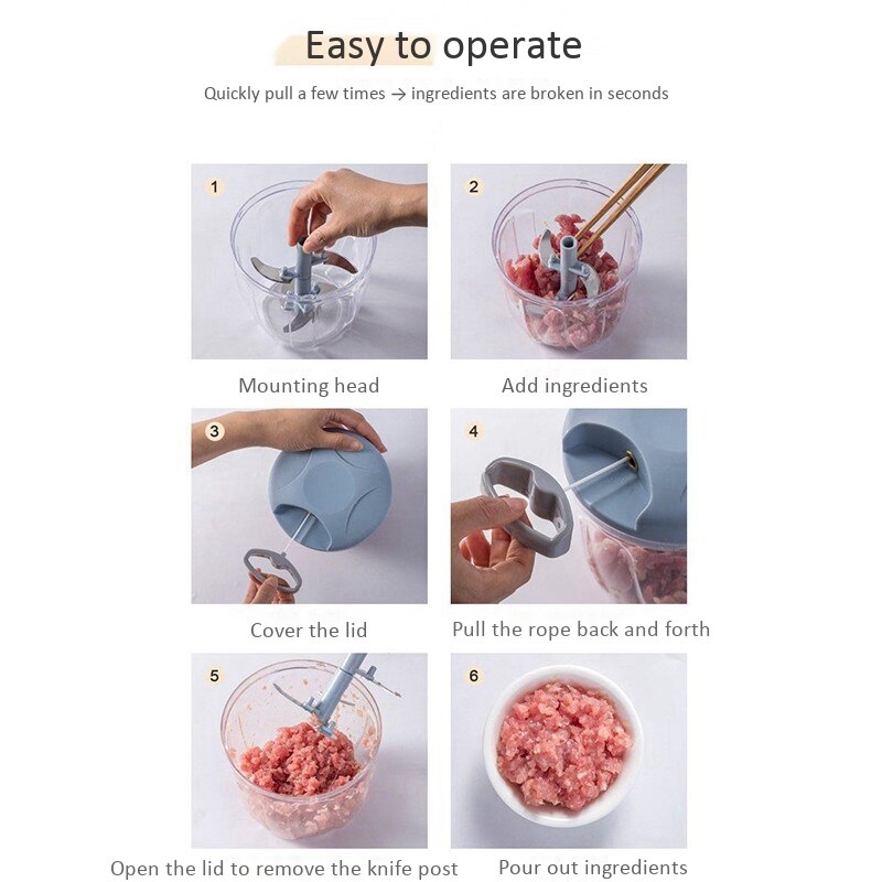 Hand Chopper Manual Rope Food Processor Silcer Shredder Salad Maker Grinders Cutter Baby Food Mill Maker Machine