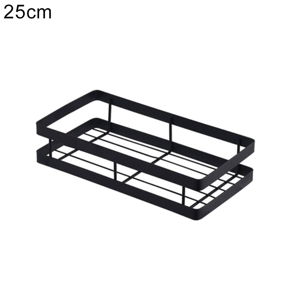 Väggmonterad förvaringshållare rostfritt stål kök kryddor rack hylla badrum toalettartiklar hållare hem organisation hyllor: Svart 25cm