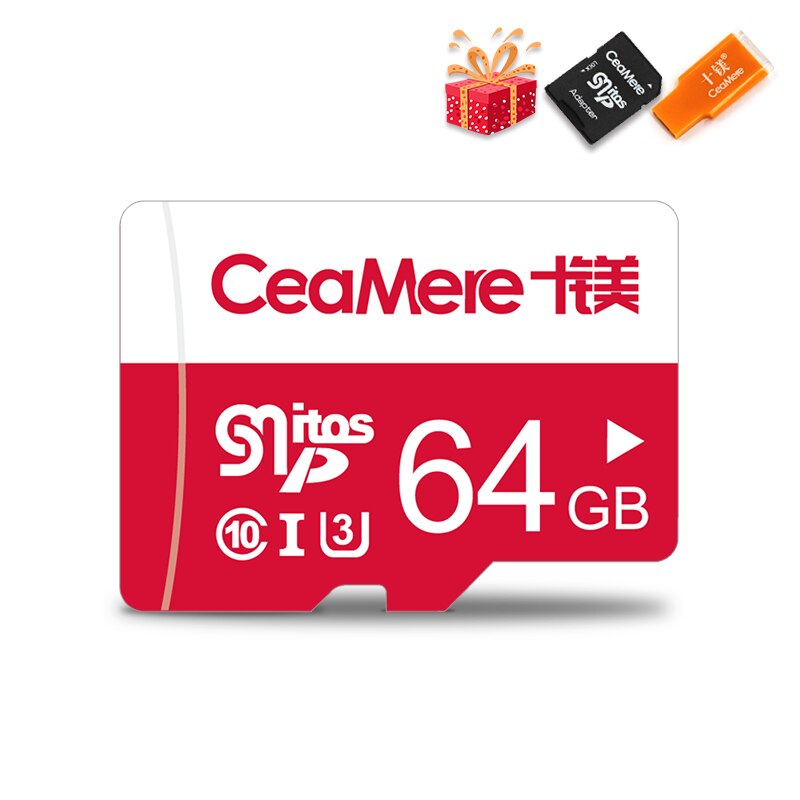 Tarjeta de memoria CeaMere 256GB 128GB 64GB U3 UHS-3 32GB tarjeta Micro sd Class10 UHS-1 tarjeta de memoria flash Microsd TF/SD para tableta: 64 GB