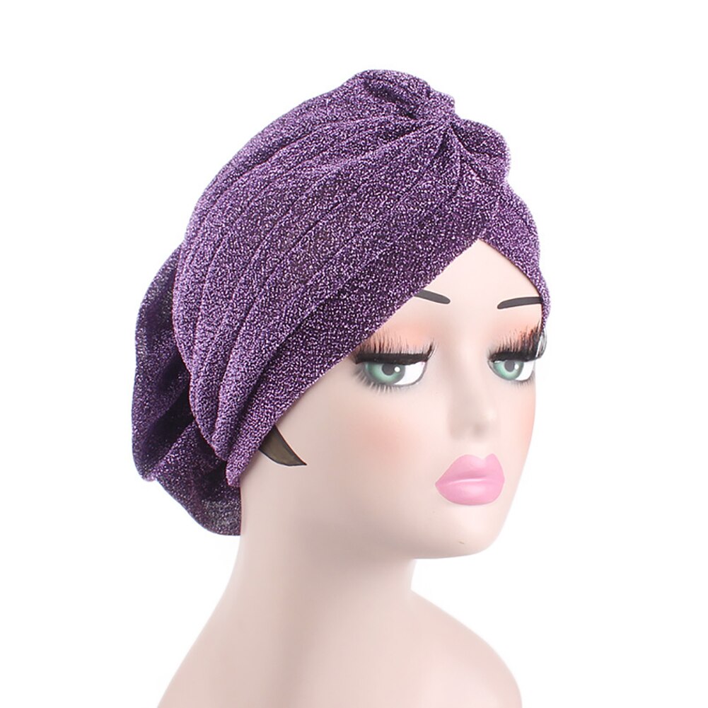 Muslim Hat Big Flower Glitter Turban Hat Muslim Indian Cap Women Head Wrap Headwear Solid Color Women's Hat Breathable