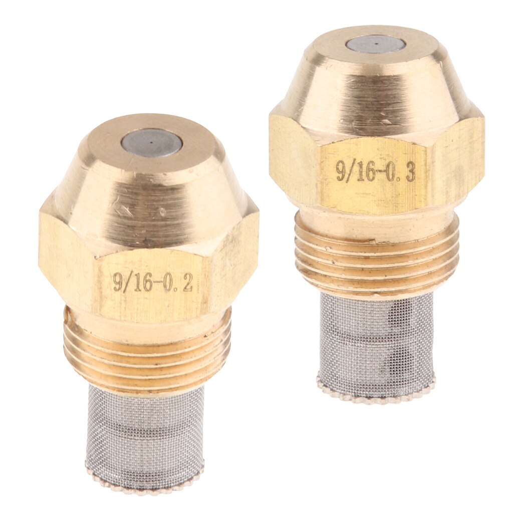 2 x Precision Oil Furnace Nozzle with Stainless Steel Filter Net 9/16 Inch Thread Connect Multi-specification Hole