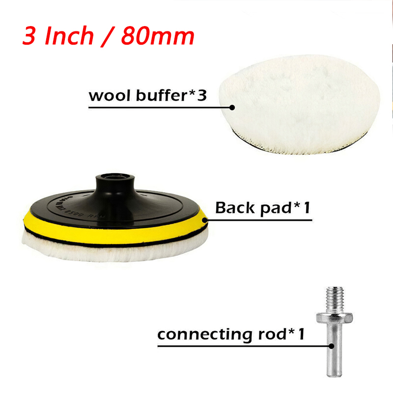 5Pcs Car Polishing Kit Self-Adhesive Buffing Waxing Sponge Wool Wheel Polish Pad for Car Polisher Drill Adapter Detail Cleaning: 3 inch
