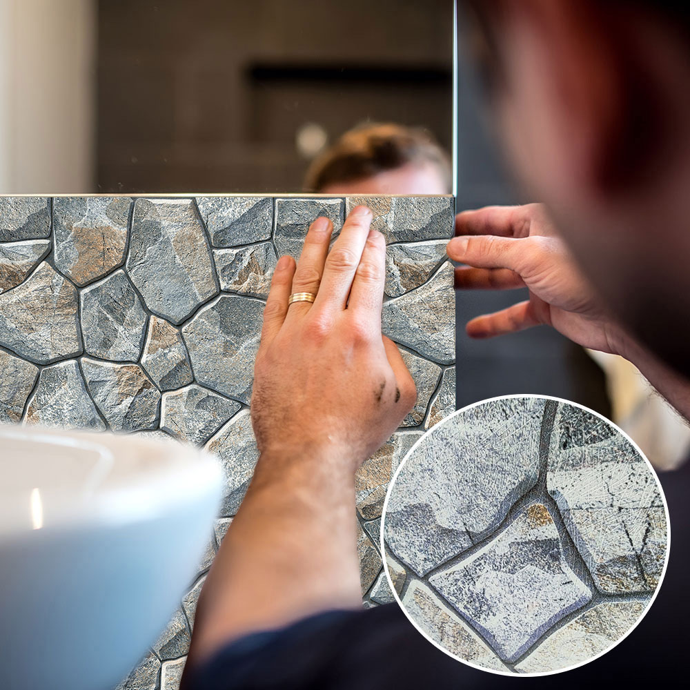 3D stone pattern wall sticker living room bedroom background home decoration thick glued splicing wallpaper stickers PVC Mural