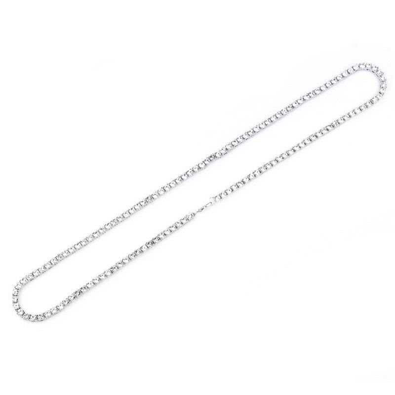 White/Gold/Black 20/24/30 Inch 1 Row 4MM Simulated Lab Diamonds Chain Hip Hop Style Tennis Necklace Men Outfits Party Clubwear: White / 24 Inch