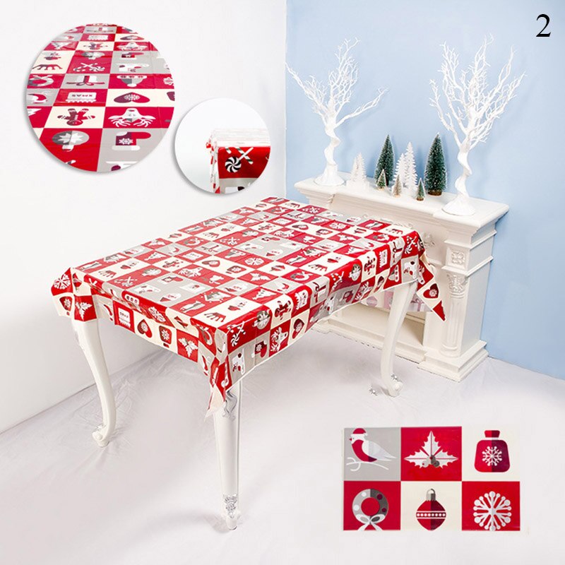 Mode Xmas Tafelkleed Pvc Waterdicht Oilproof Kerstversiering Keuken Eetkamer Tafelkleed Rechthoek Afdrukken Tafel Dekken: 2