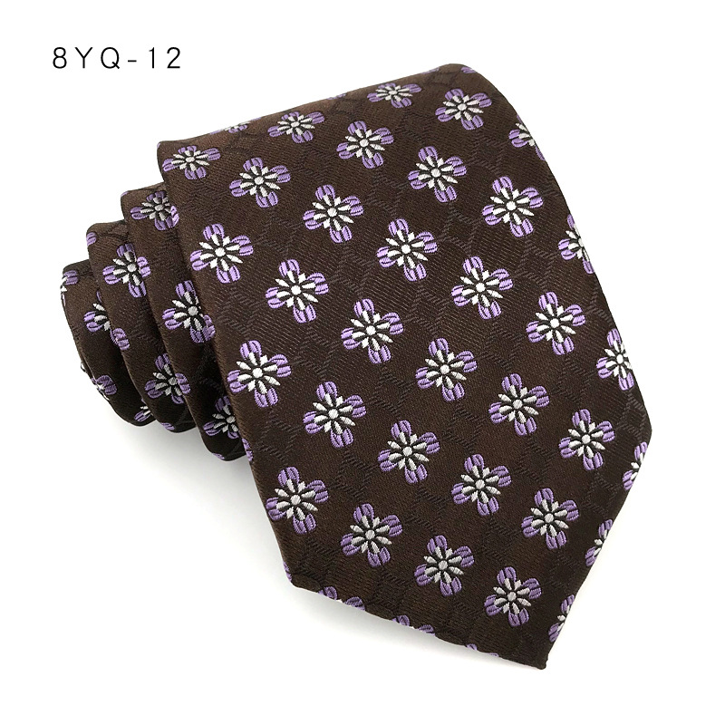 Corbata de lujo de 8CM para hombre, corbatas de lunares para novio, padrino de boda, tejido Jacquard Floral, Ascot, accesorios formales para de negocios: Plata