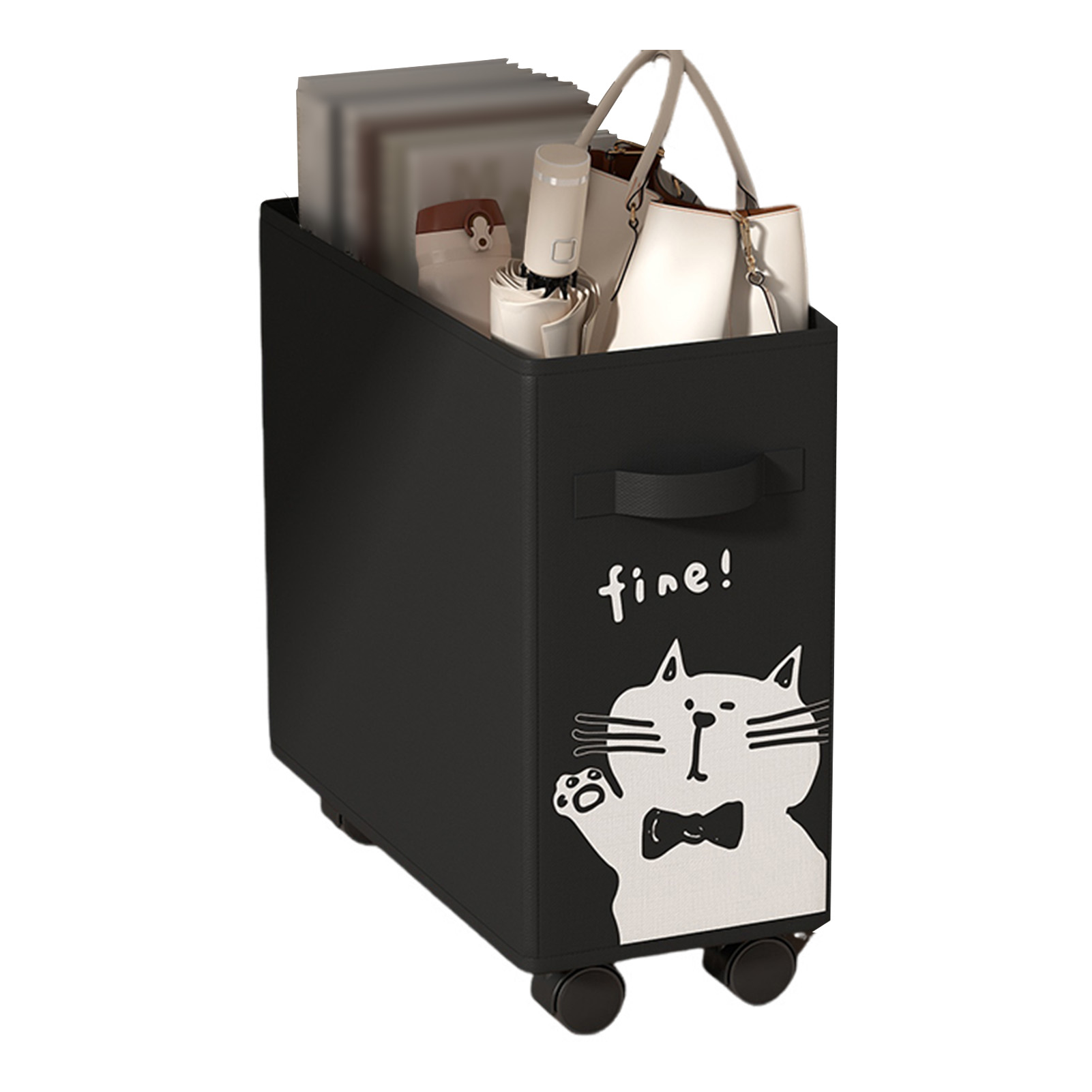 Mir à linge pliant de grande capacité avec rouleau, boîte de rangement pour vêtements, équipement de fitness, collation, jouet, boîte d'évaluation de bureau, 40cm: Black