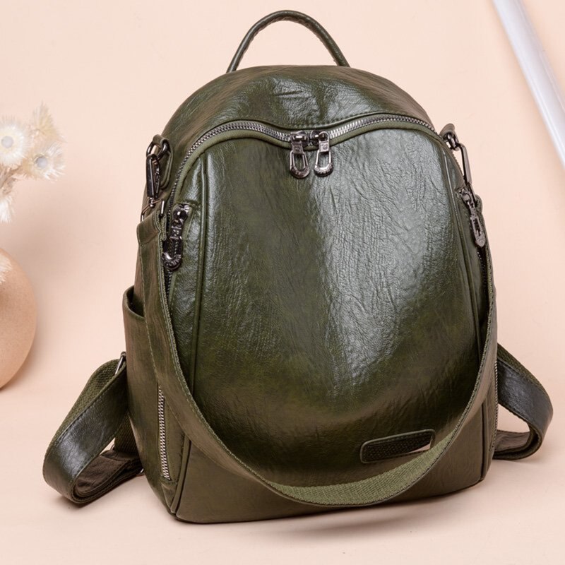 Sac à dos en cuir pour femme et adolescente, avec fermeture et poche, stylé et à la , 12 couleurs disponibles