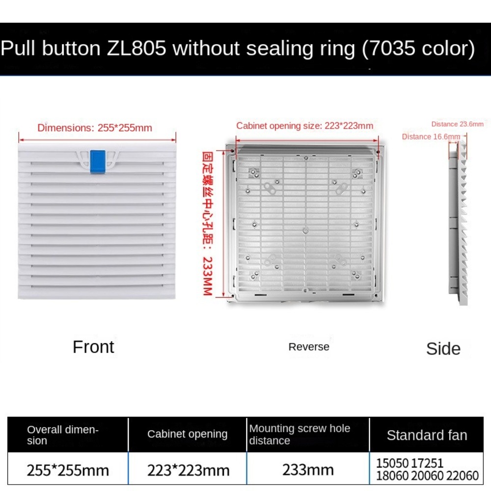 system wentylacji powietrza ABS Szafka Wentylacja Filtr Biały Bez Wentylatora Wentylator Filtr Pyłoszczelna Kratka: Złota