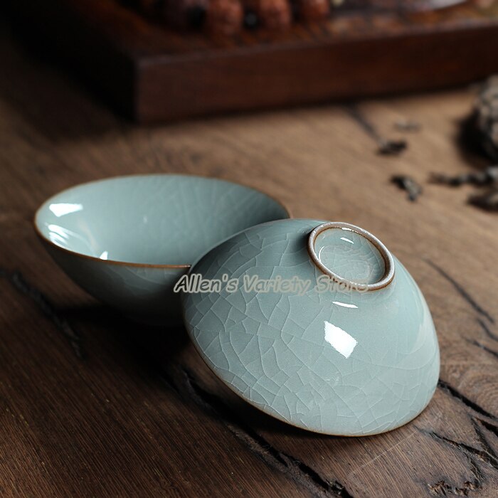 1PC Porcelain cup Chinese Longquan Celadon Teacups Bowl China Celadon Crackle Teacup coffee cups Golden Fish teaset tea set sets