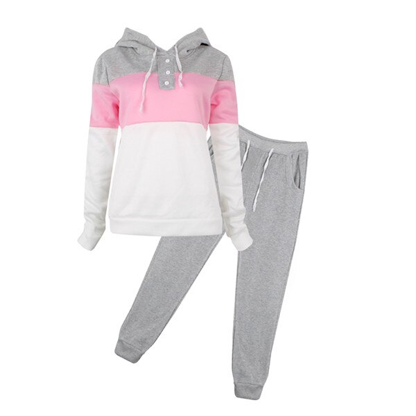 Women Casual Tracksuit Hoodie Sweatshirt Sweater Pants Sports Jogger Outfits Set: XL / GY