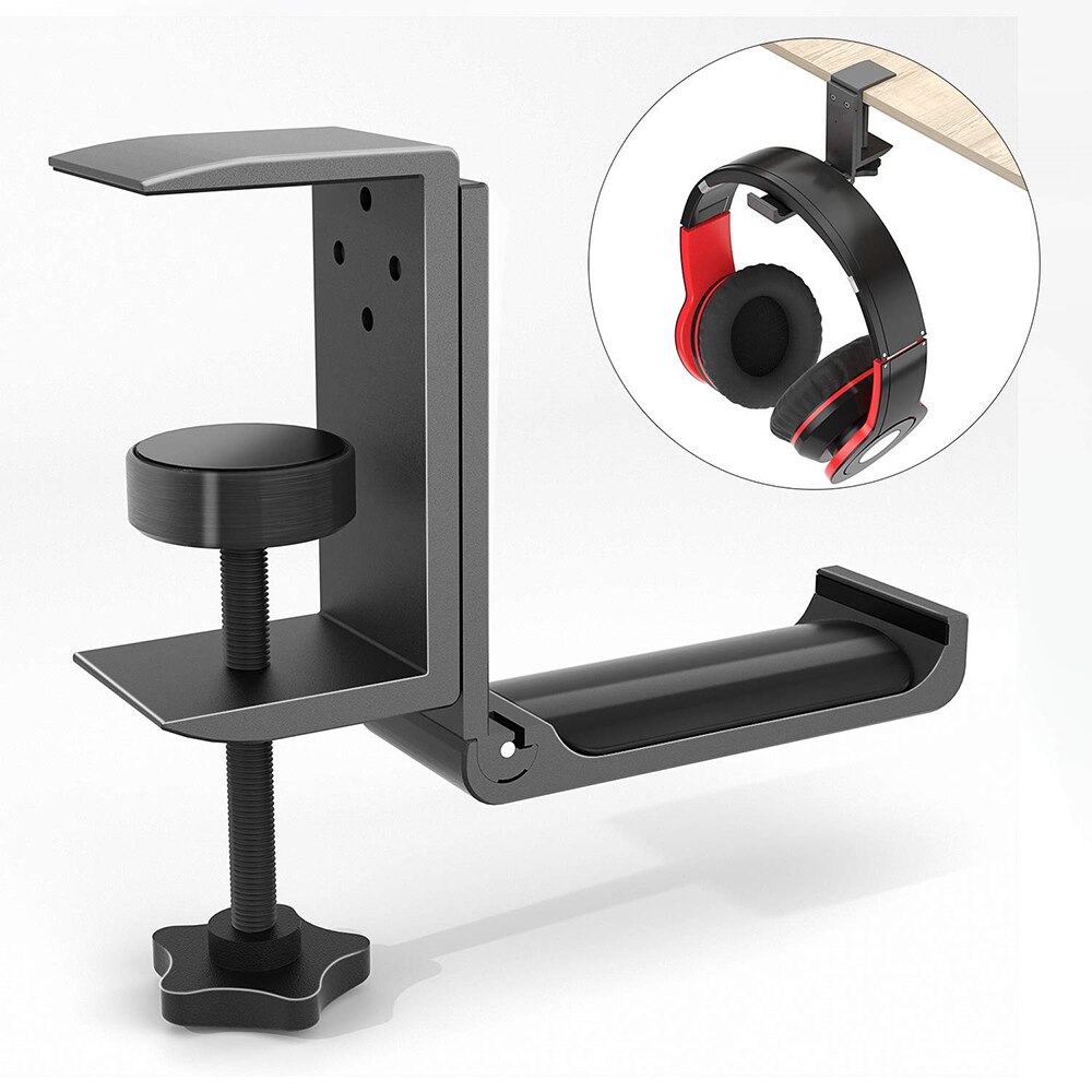 Universele Headset Hanger Hoofdtelefoon Haak Houder Desk Mount Stand Met Opvouwbare Clamp Horizontale Verticale Installatie