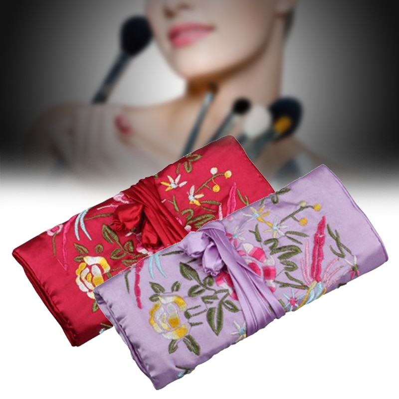 Portable Ladies Travel Jewelry Roll Bag Embroidery Jewelry Packaging Bag Women's Jewelry Organizer Case Pouch