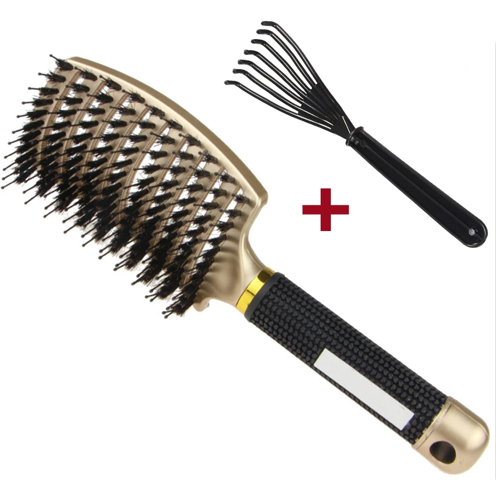 Hair Scalp Massage Comb Bristle Nylon Hairbrush Wet Curly Detangle Anti-Static Hair Brush Salon Hairdressing Style: black