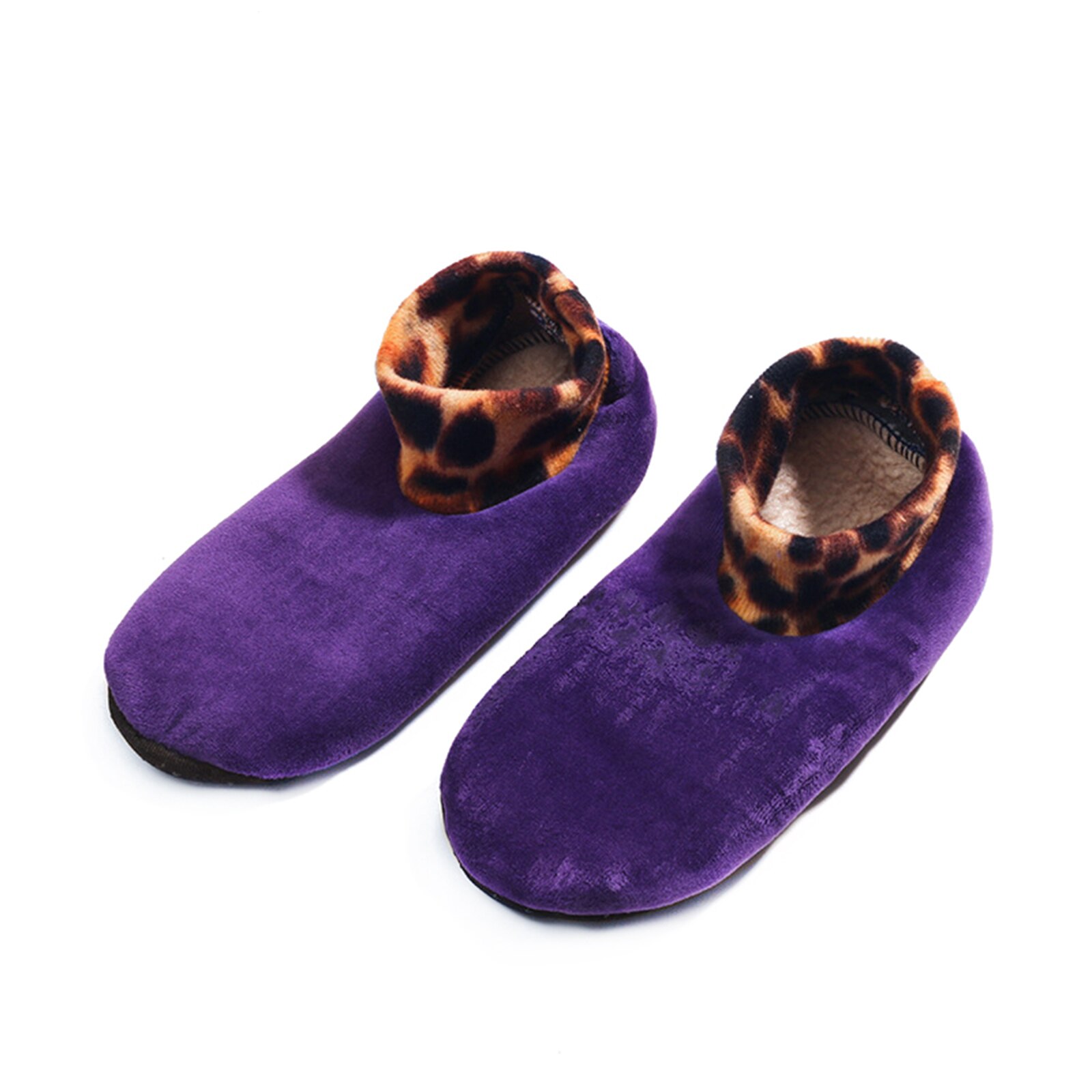 Antislip Sokken Tegel Houten Vloeren Anti-Slip Crew Grip Sokken Warmte En Fluwelen Verdikking Herfst En Winter voor Volwassenen: purple for women