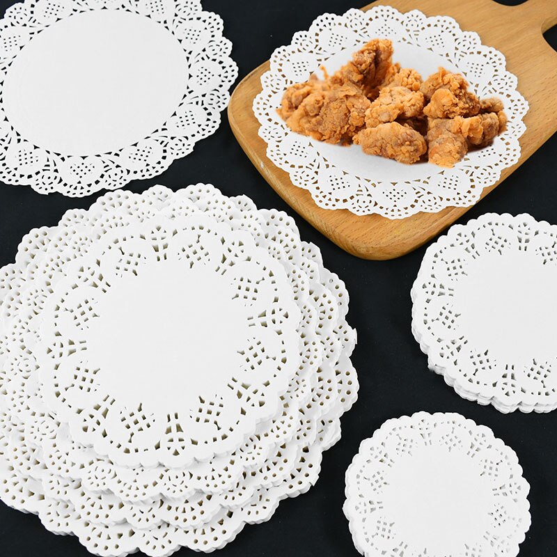 100pcs White Round Paper Doilies Doily Lace Placemats for Tables Wedding Christmas Birthday Party Cake Placemat Table Decoration