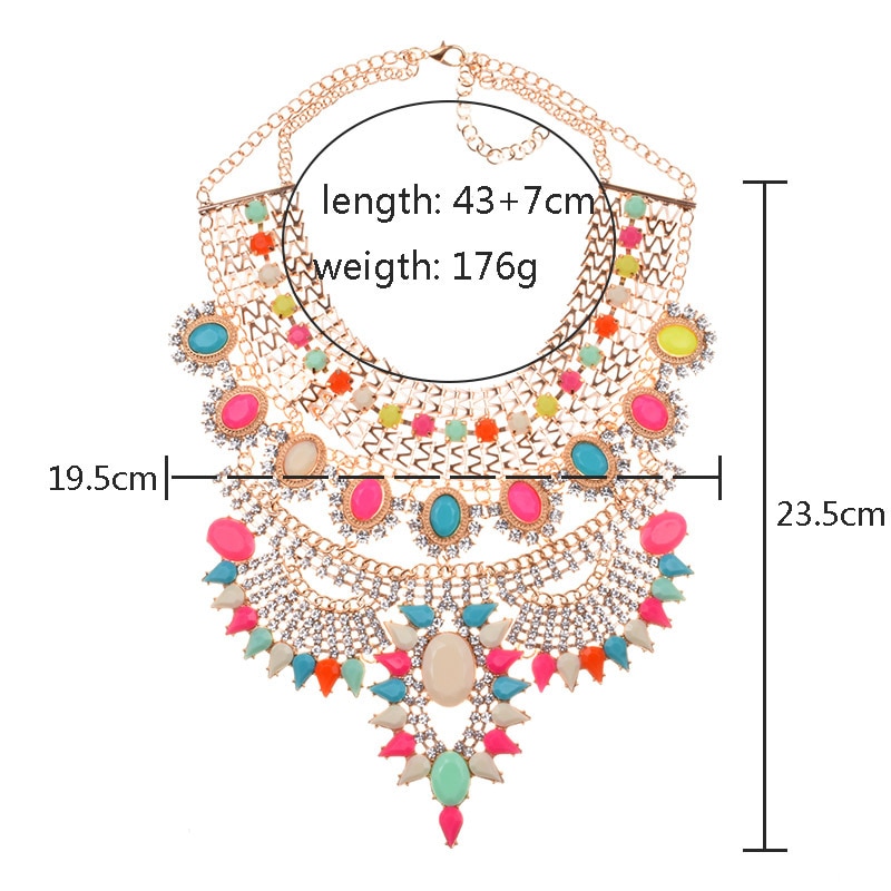 Indian Statement Big Chokers Necklace Women Crystal Large Collar Necklaces Female Big bib Necklace Boho Ethnic Costume Jewelry