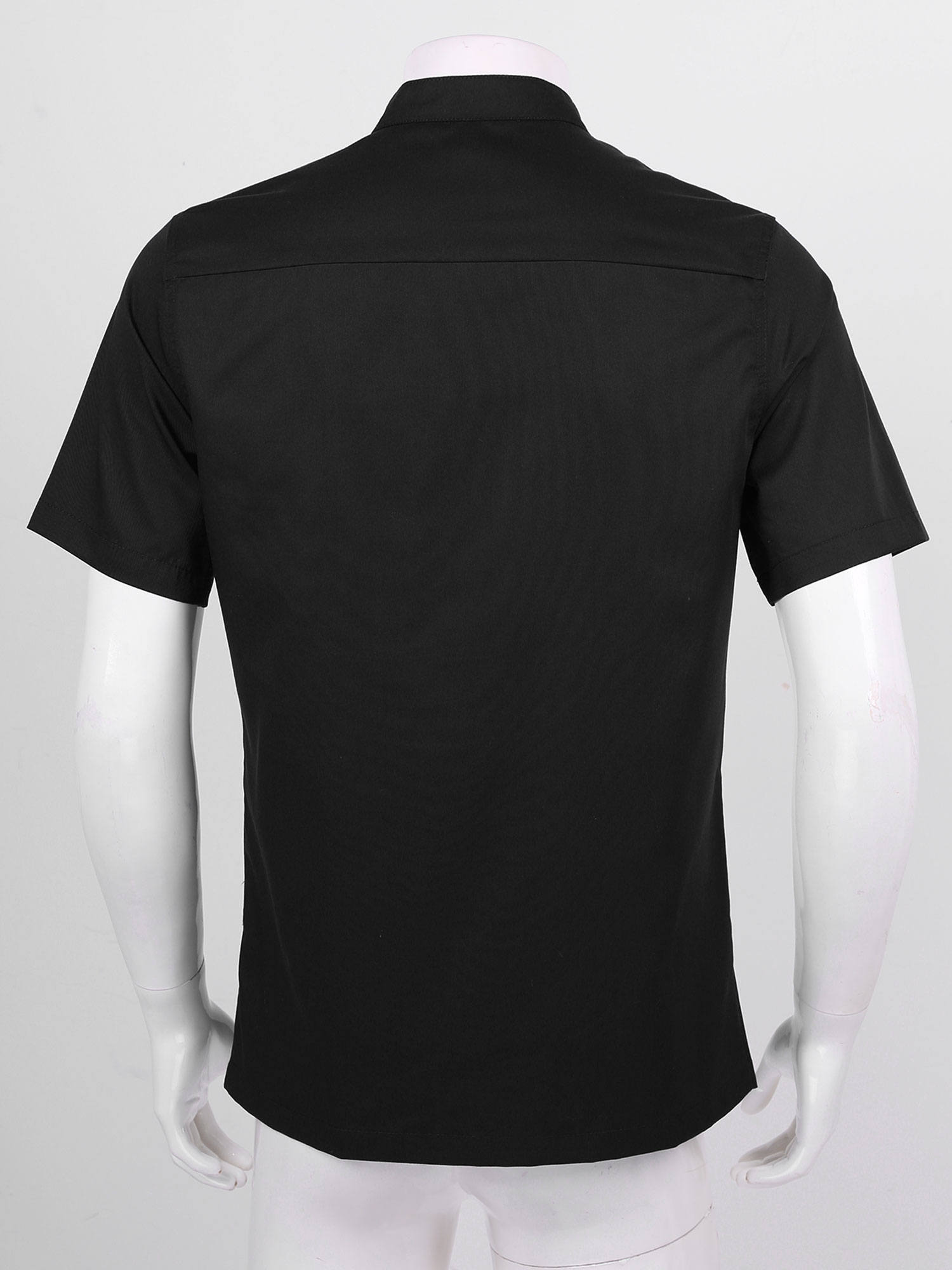 Mens Casual Soft Chef Jackets Short Sleeve Front Zipper Kitchen Catering Restaurant Food Serive Work Uniform Cooking Costumes