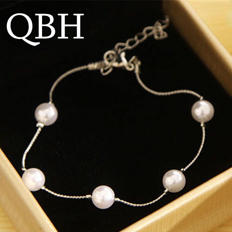 Bijoux Pulsera Minimalist Cute Imitation Pearl Pulseir Charm Link Chain Bracelets for Women Jewelry Girl Bangle