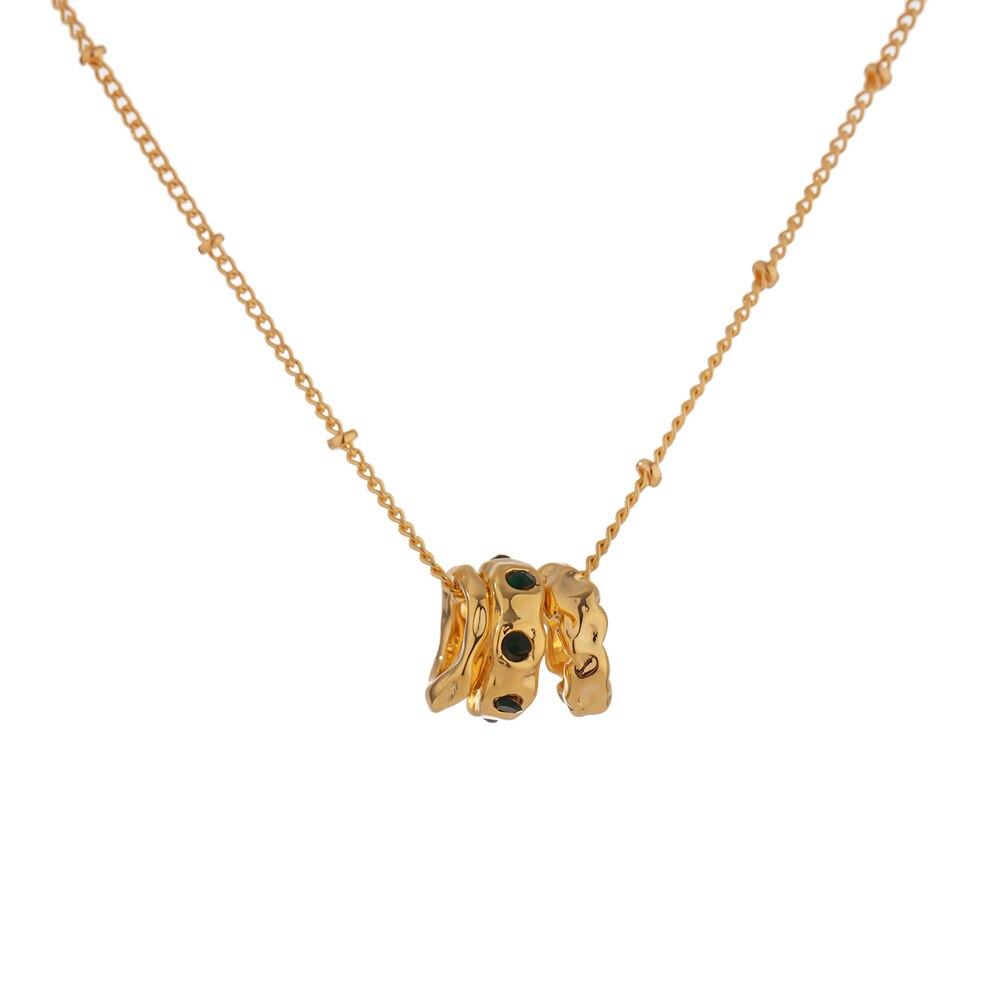 Yhpup-collier avec chaîne pendentif rond en cuivre doré pour femmes, ras du cou plaqué 14 K, d'anniversaire,: Default Title