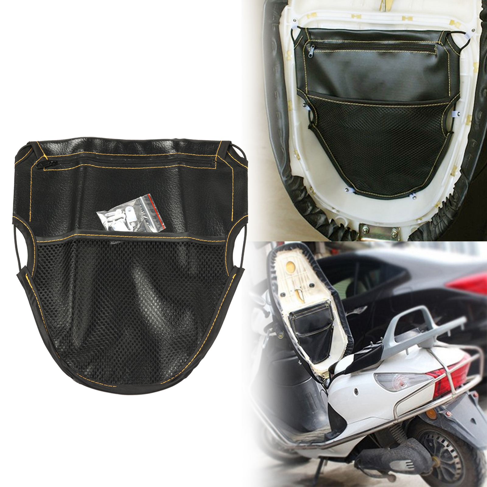 Leather Motorcycle Under Seat Cushion Storage Pouch Bag, Accessories