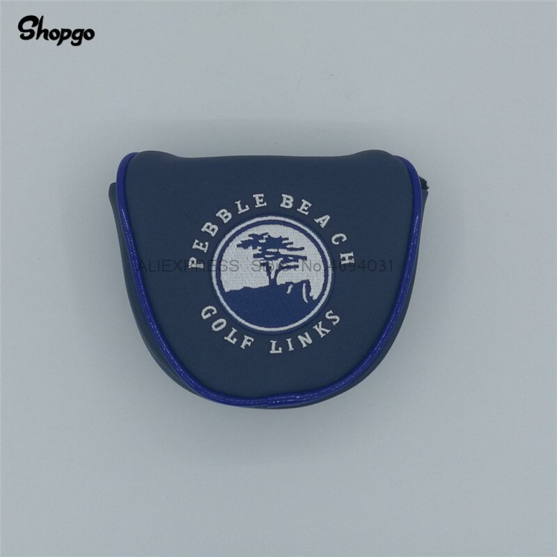 [3 colores] Pebble Beach Mallet Golf Putter Cover con cierre magnético impermeable PU Golf HeadCover para hombre mujer: NAVY BLUE