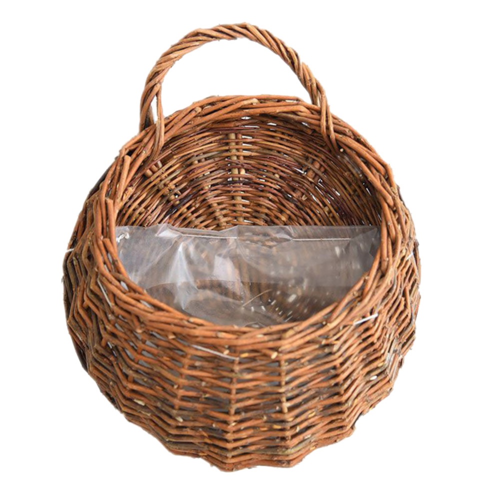 Maceta de mimbre hecha a mano para colgar en la pared, cesta de mimbre para jardín, maceta de vid, soporte para plantas, macetas de jardín, macetero de pared