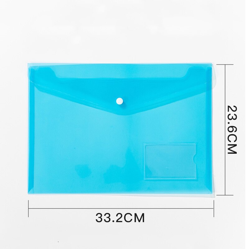 A4 Snap Button File Bag Transparent Color Plastic Office Information Bag File Bag