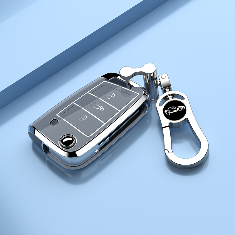 la moda placcatura d'argento edg macchina chiave Astuccio coperchio per VW Volkswagen golf 7 MK7 Tiguan MK2 Skoda Octavia Kodiaq Karoq posto a sedere Ateca Leon: giallo