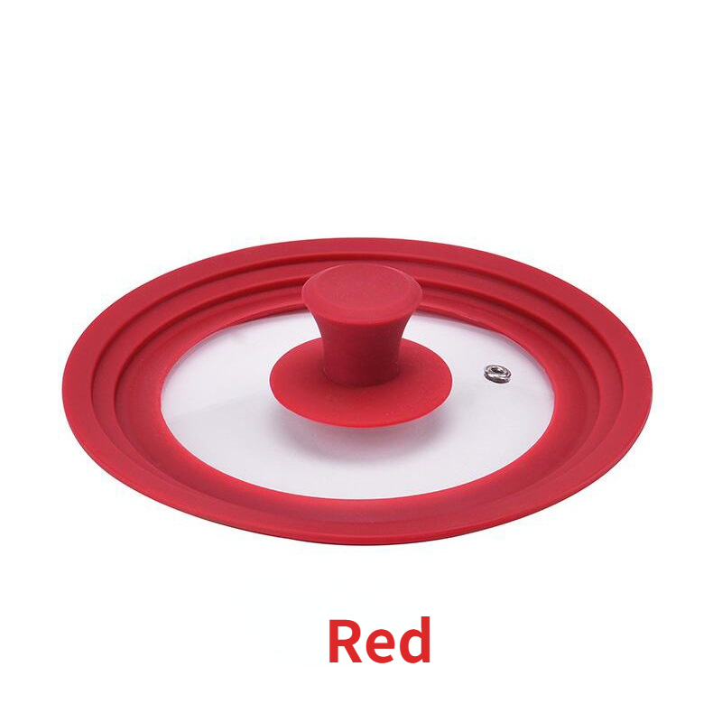 Tapa de olla Visual multifuncional, tapas de vidrio, Wok, sartén, cubierta para utensilios de cocina resistentes al calor de silicona, 20, 22, 24, 26, 28 y 30cm: Rojo / <15cm