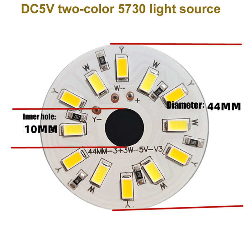 1 ST Hoge Heldere LED Licht Board 3 W Warm Wit 5 V Twee Kleur 44mm Licht Board Lamp Ronde 5730 Lampbron