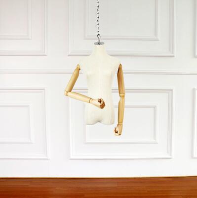 4style Female wood hand mannequin body cloth model props hanging half-length wedding Stainless steel hook display 1pc D349: lince