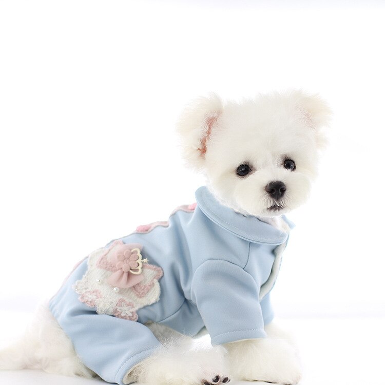 Fire ben lyserøde blå farver xs-xl størrelser kæledyr hundetøj nyeste stil hundedragter til efterår og vinter søde pomeranian tøj