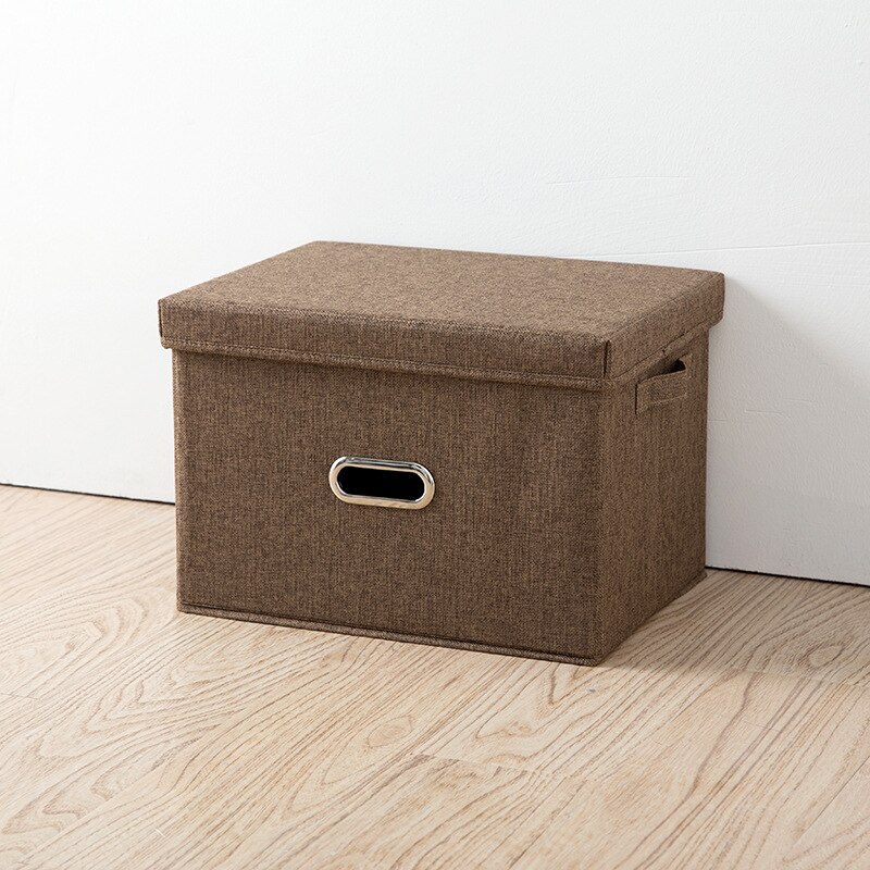 1Pc Opslag Dozen Met Deksels Geen Geur Polyester Stof Duidelijk Opbergmanden Containers Bakken Met Dubbele Cover Organizer 2 size: Coffee S 13L