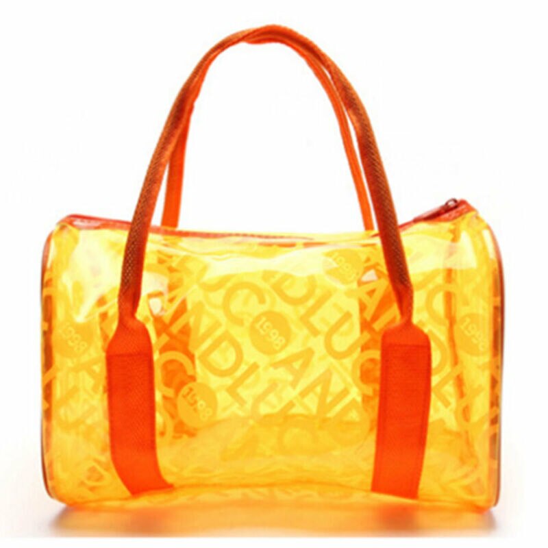 Sac à main Transparent en Pvc pour femmes, pochette à bandoulière, fourre-tout, couleur unie, mignon,: Orange