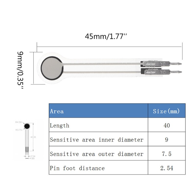 0-20Kg DF9-40 Druk Sensor Dc 3.3V Hi-Precieze Weerstand Type Dunne Film Waterdichte Force sensor Accessoires