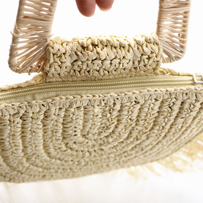 Delle Signore Delle donne di Modo borsa di Paglia Nappa Della Borsa Della signora casuale Tote Portatile di Acquisto di Viaggi Della Borsa dei Sacchetti