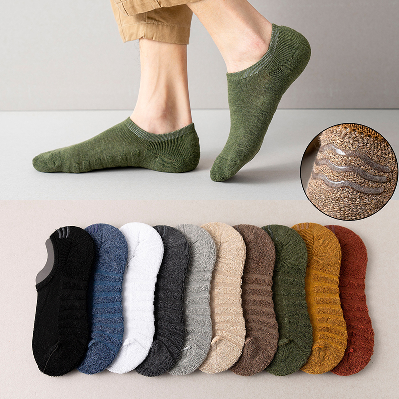 5 Pairs Men Short Socks Cotton Crew Ankle Casual Soft Low-Cut Non-Slip Breathable Summer Autumn Sock for Male