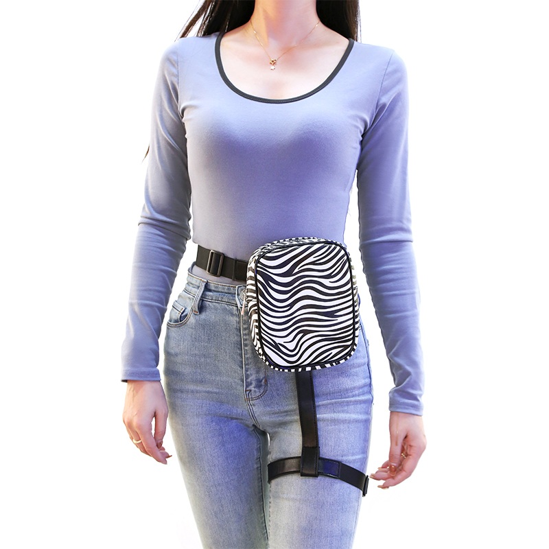 BQ INS-riñonera de cuero para mujer, cinturón de pierna para la cintura, bolso para chica, para senderismo al aire libre y motocicleta: Plata