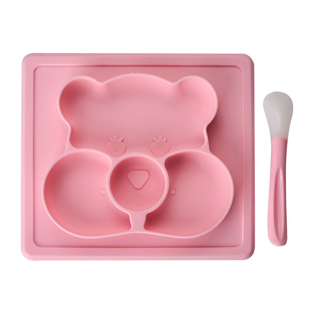 Plato para bebé de silicona antideslizante, Mantel Individual para bebé con cuchara para bebé y niños lavable: Black