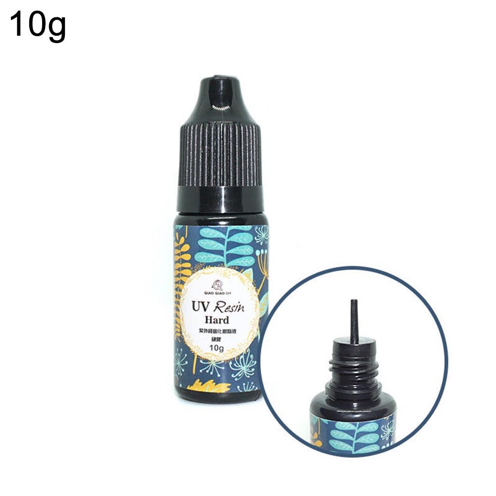 Pegamento duro de resina UV transparente, 10/15/25/60/100/200g, juguetes para manualidades, joyería, resina epoxi: 10g
