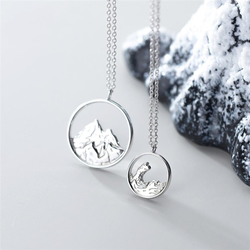 Sole Memory Couple Romantic Sweet Ocean Mountain Vows 925 Sterling Silver Clavicle Chain Female Necklace SNE484